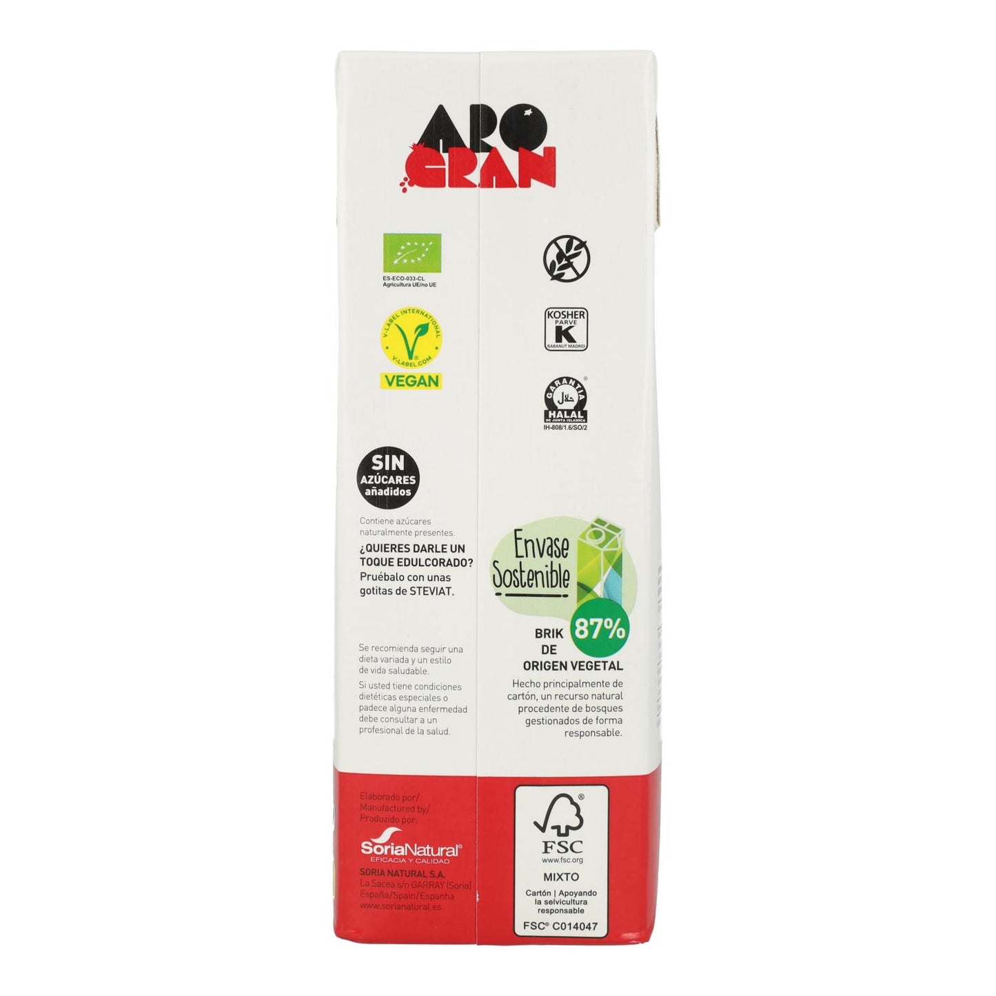 Bebida AROGRAN (Arónia, Romã e Curcuma) BIO Soria Natural 1 L