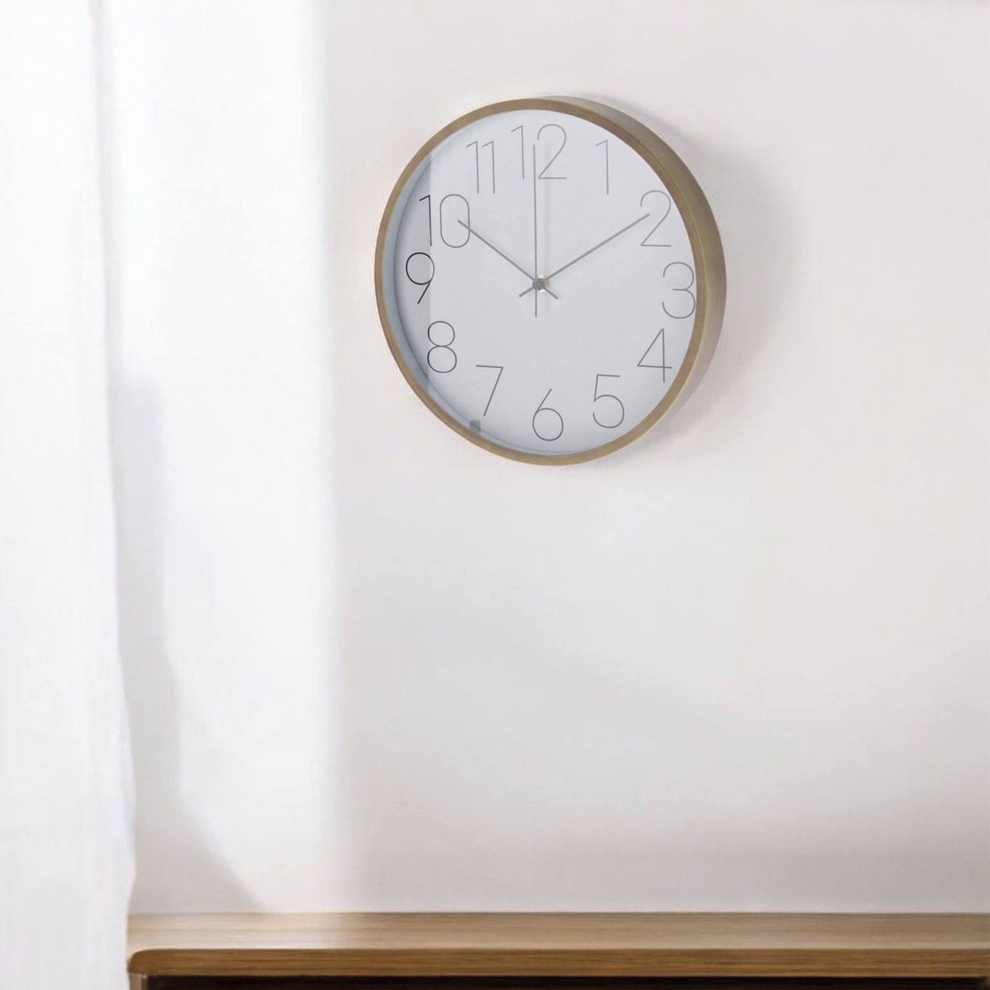 Well Home Reloj De Pared Moderno Con Borde De Aspecto Madera - Esfera Blanca Y Agujas Finas Ø30,5cm_3