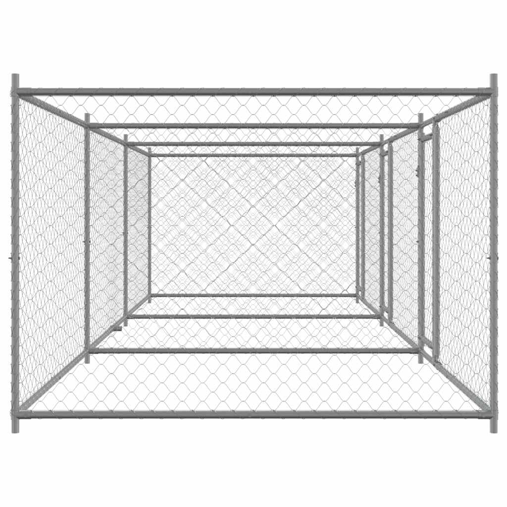 Jaula De Perros Con Puertas Acero Galvanizado Gris 6x2x1,5 M_4