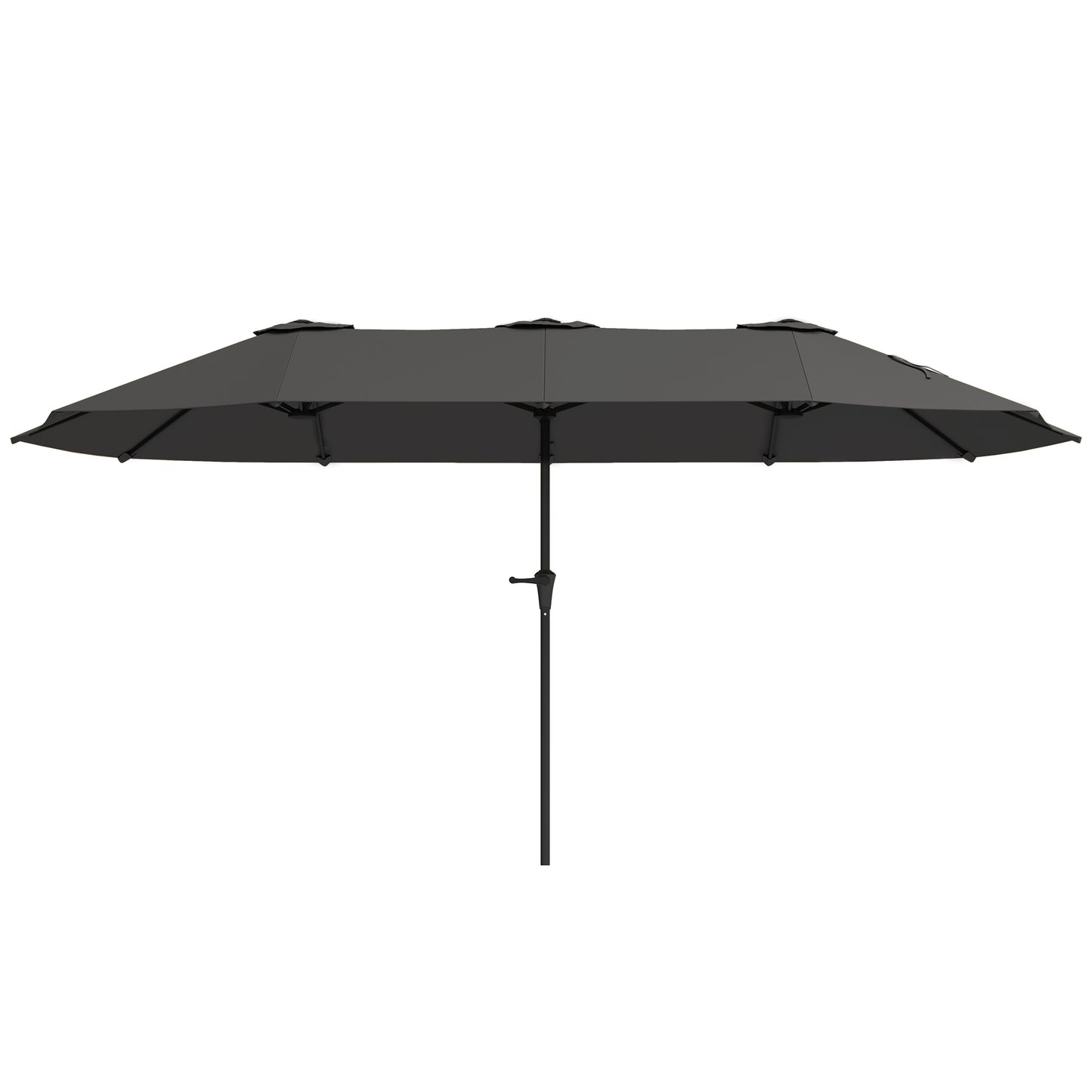 Outsunny Sombrilla Doble 4x2,2 M Con Manivela Manual Impermeable Gris Oscuro_0