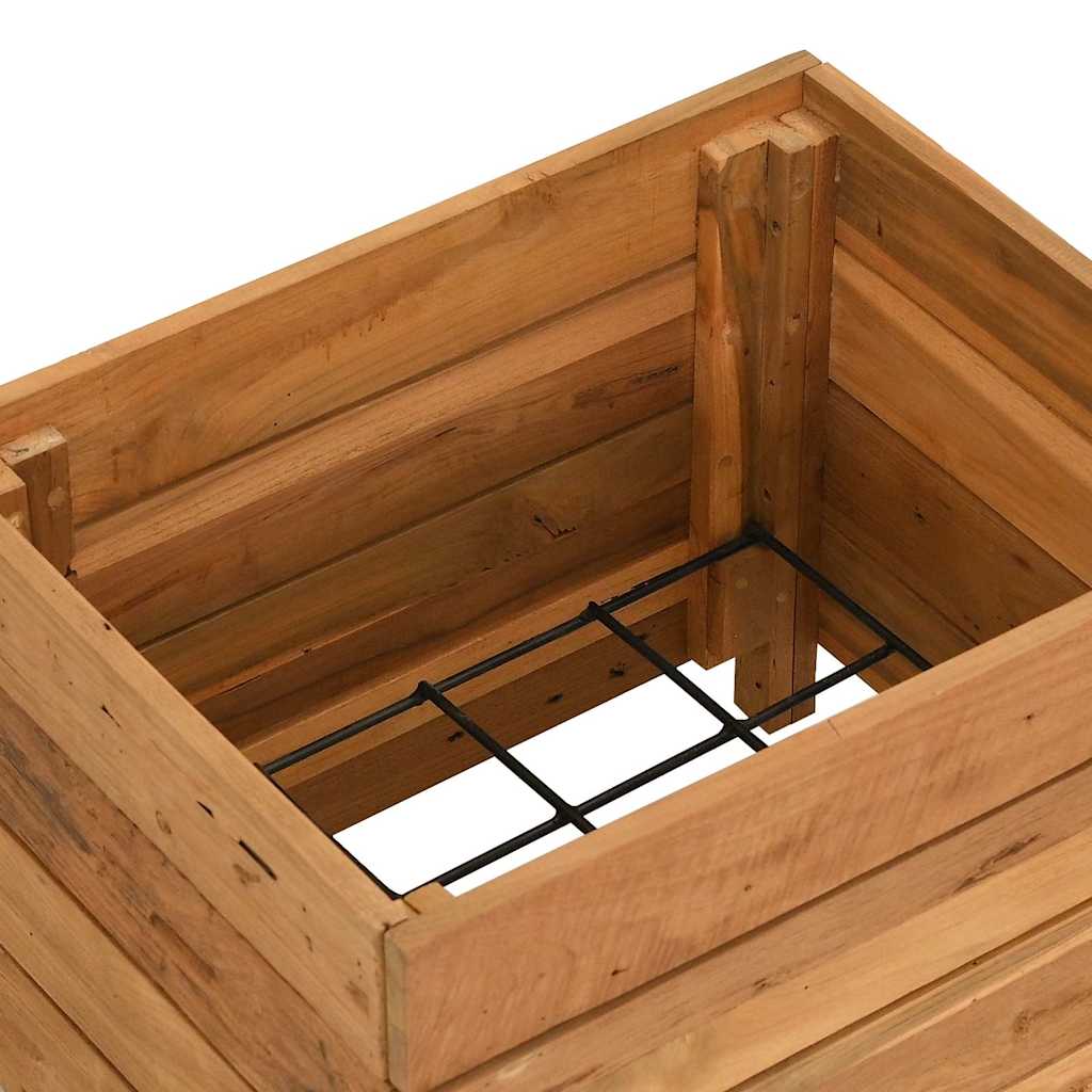 Arriate Elevado Madera De Teca Reciclada Y Acero 50x40x38 Cm_4