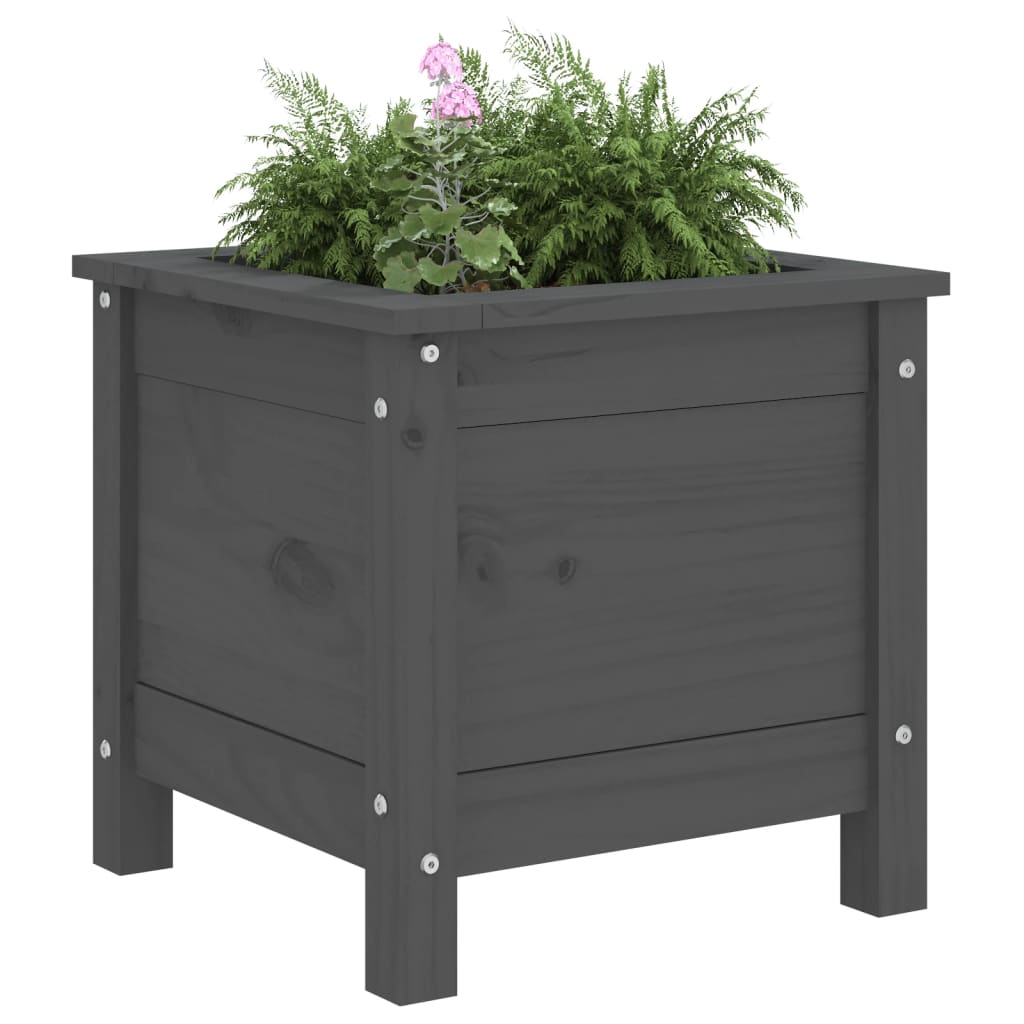 Jardinera Madera Maciza De Pino Gris 40x40x39 Cm_2