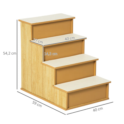 Pawhut Escalera Para Perros De 4 Peldaños Con Acolchados 40x59x54,2 Cm Natural_2