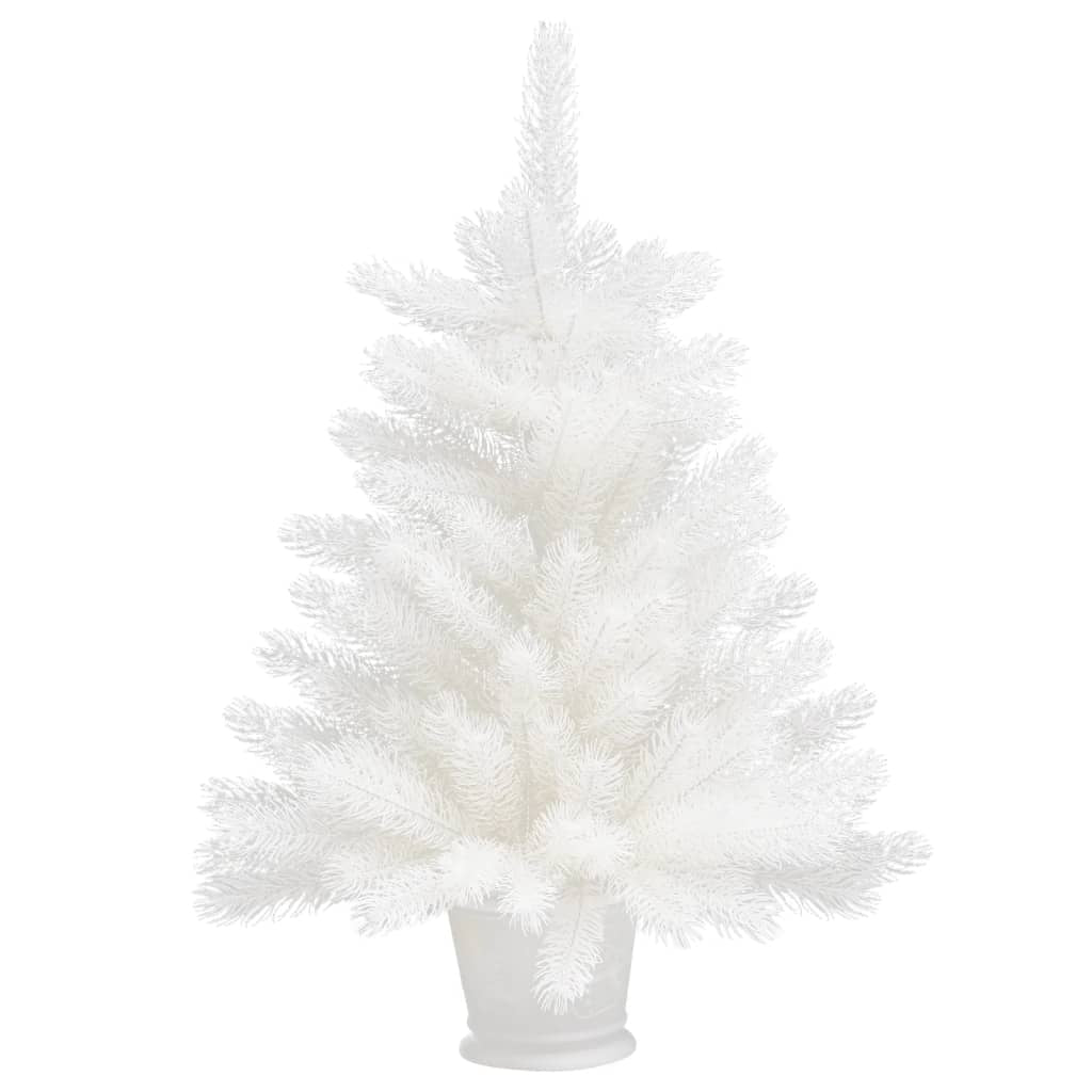 Vidaxl Árbol Artificial De Navidad Con Hojas Realistas Blanco 65 Cm_0