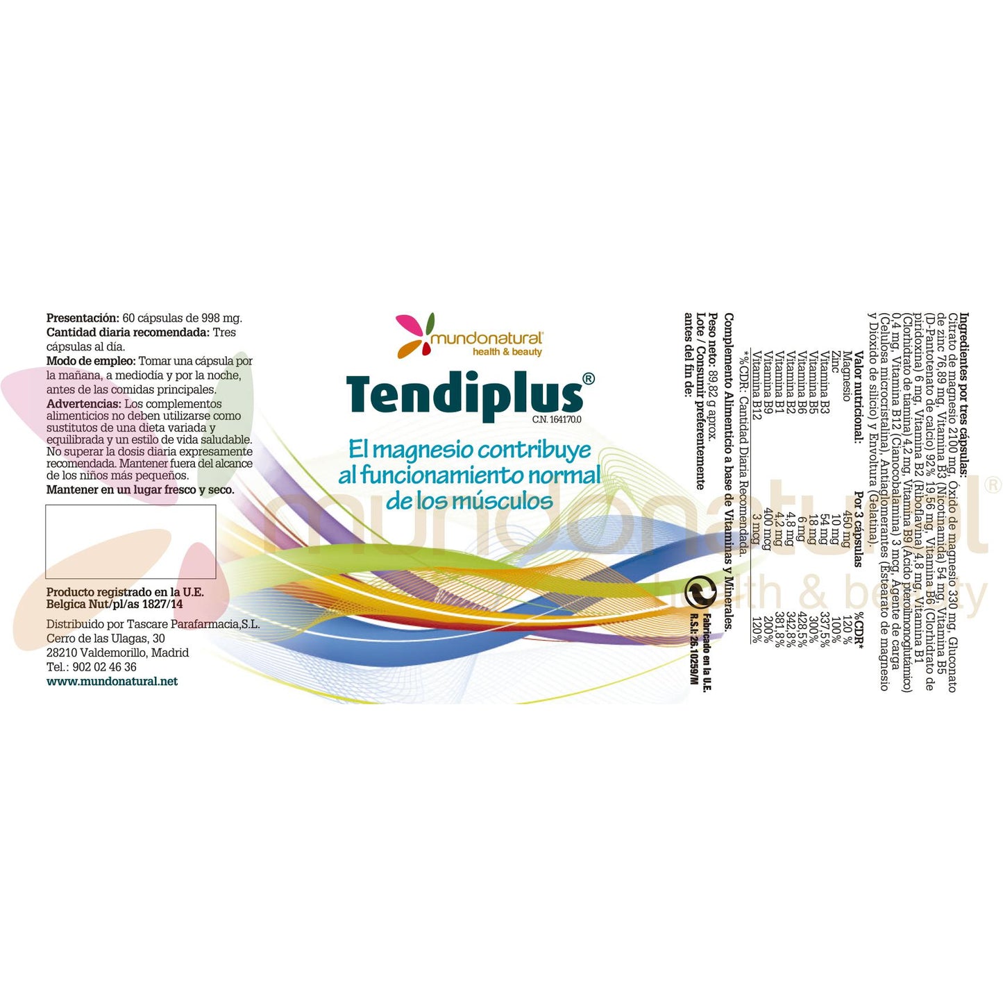 Tendiplus Magnésio e Zinco Natural World, 90 Cápsulas