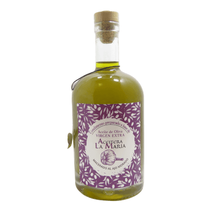 Aceite De Oliva Virgen Extra Macerado Al Ajo Morado 50 Cl Con Vertedor Metálico_0
