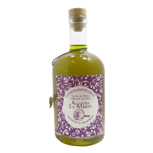 Aceite De Oliva Virgen Extra Macerado Al Ajo Morado 50 Cl Con Vertedor Metálico_0