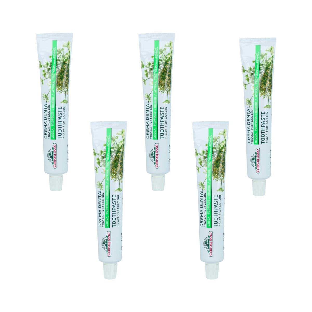 Pack 5x Dentífrico Mirra, Própolis e Hinojo Corpore Sano 75 ml