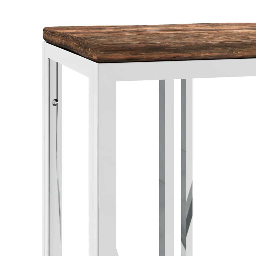 Mesa Consola Acero Inoxidable Y Madera Maciza Reciclada_3