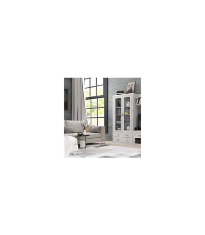 Vitrina 2 Puertas 2 Cajones Modelo Dado Acabado Blanco Tibet, 102cm(ancho) 199cm(alto) 37cm(fondo)._5