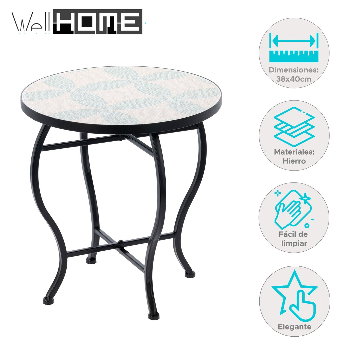 Well Home Mesa Bistro De Diseño Mosaico Ø38x40cm_1