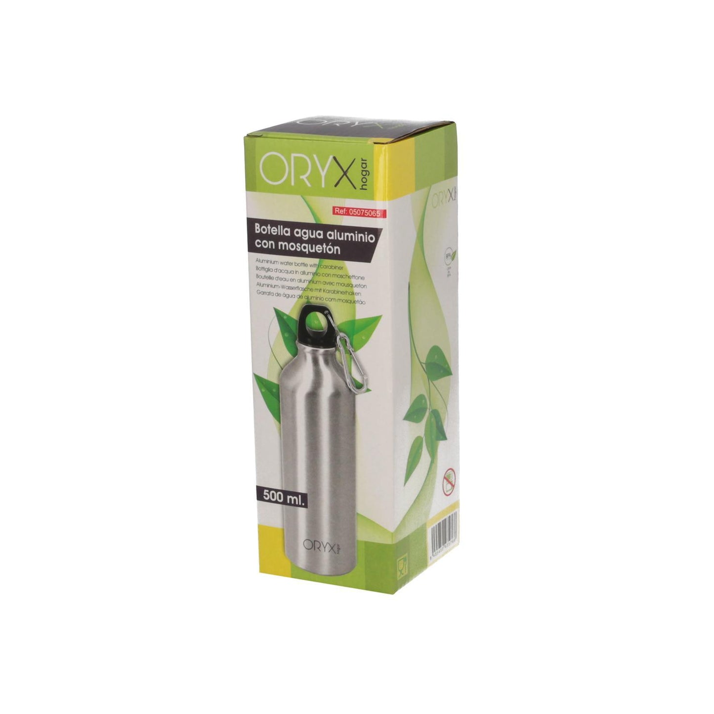 Botella De Agua Aluminio Con Mosqueton, Cierre Hermetico 500 Ml._3