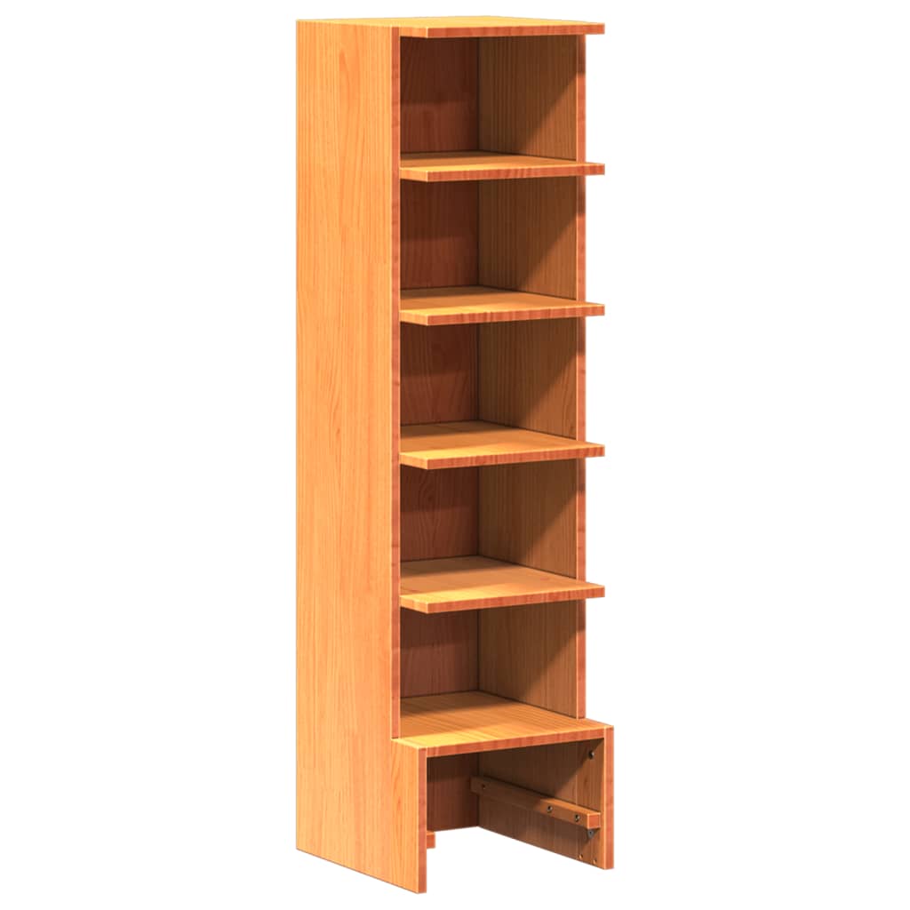 Mueble Zapatero Madera Maciza De Pino Marrón Cera 28x30x104 Cm / Vetonek_3