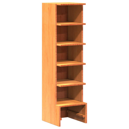 Mueble Zapatero Madera Maciza De Pino Marrón Cera 28x30x104 Cm / Vetonek_3