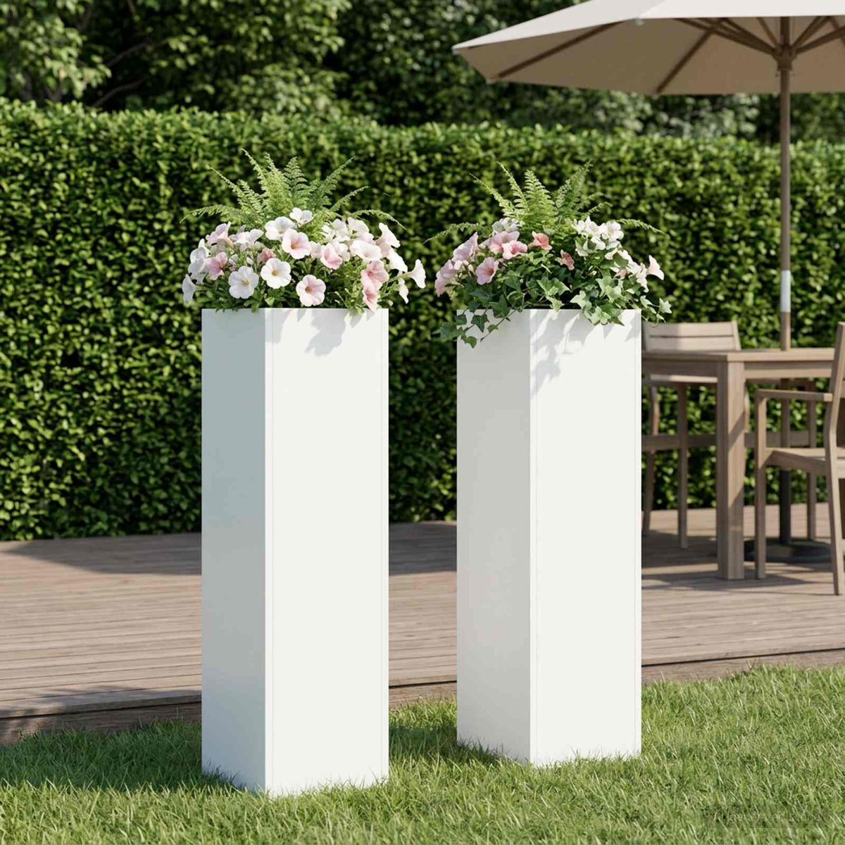 Macetero De Jardín 2 Uds. Blanco 20 X 20 X 75 Cm_1