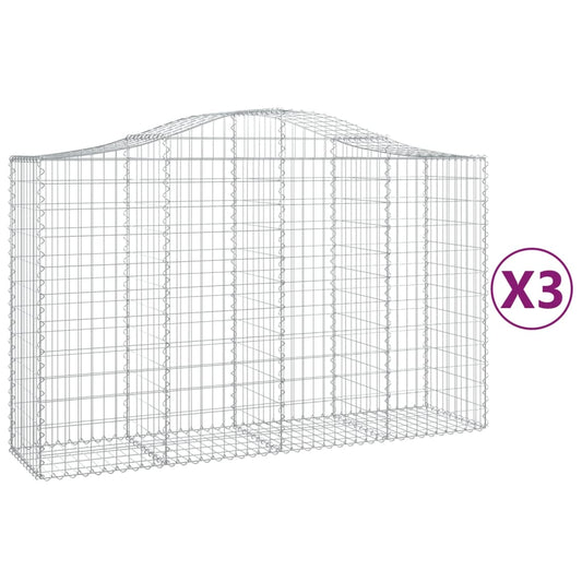 Cestas De Gaviones 3 Uds Forma De Arco Hierro 200x50x120/140 Cm_0