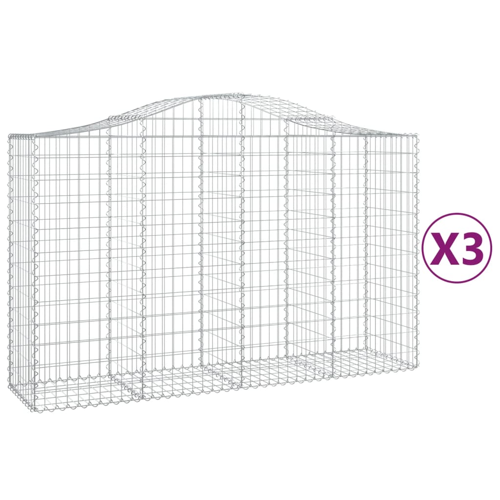 Cestas De Gaviones 3 Uds Forma De Arco Hierro 200x50x120/140 Cm_0
