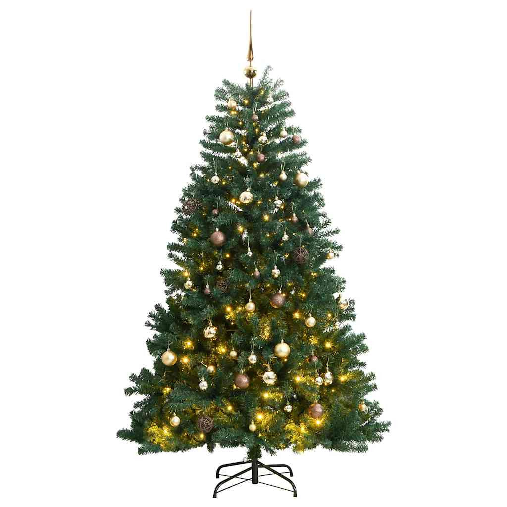Vidaxl Árbol De Navidad Artificial Con Bisagras 150 Led Y Bolas 150 Cm_0