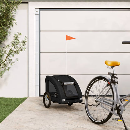 Remolque De Bicicleta Mascotas Hierro Tela Oxford Negro_1