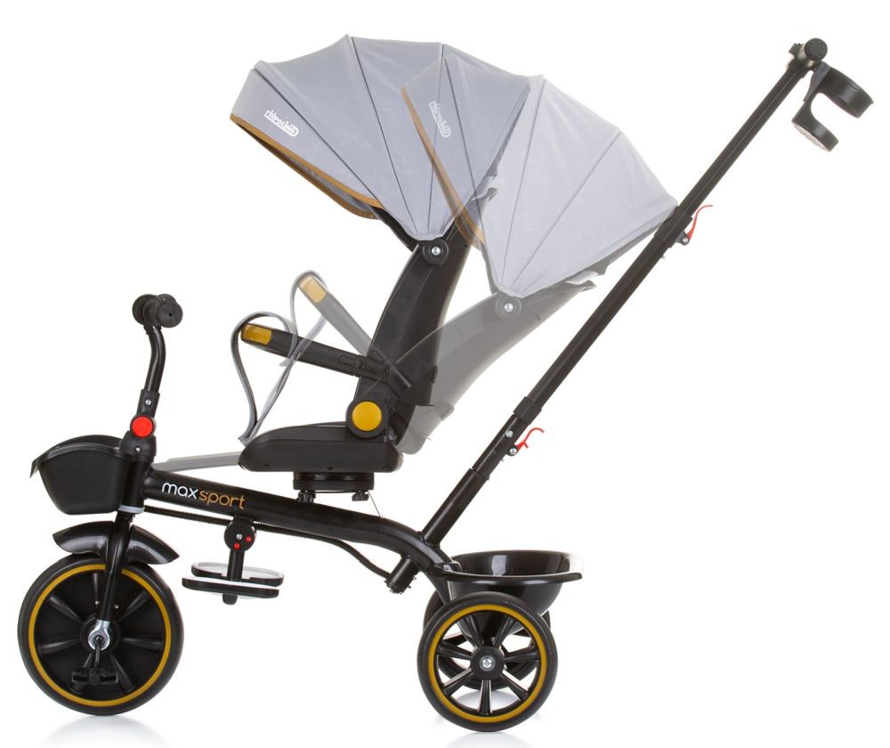 Triciclo Con Capota Y Mango Parental Max Sport Ash Grey_2