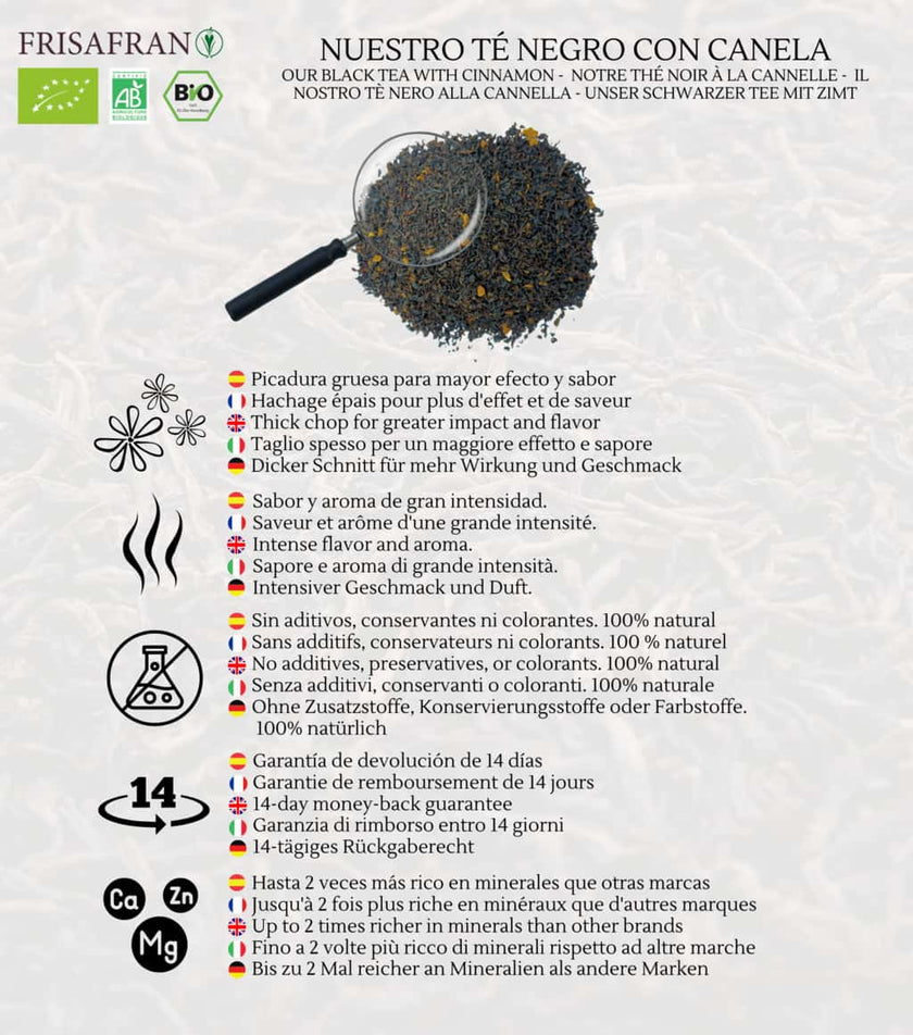 Té Negro Canela Ecológico Granel | Calidad | Frisafran 200 G_3