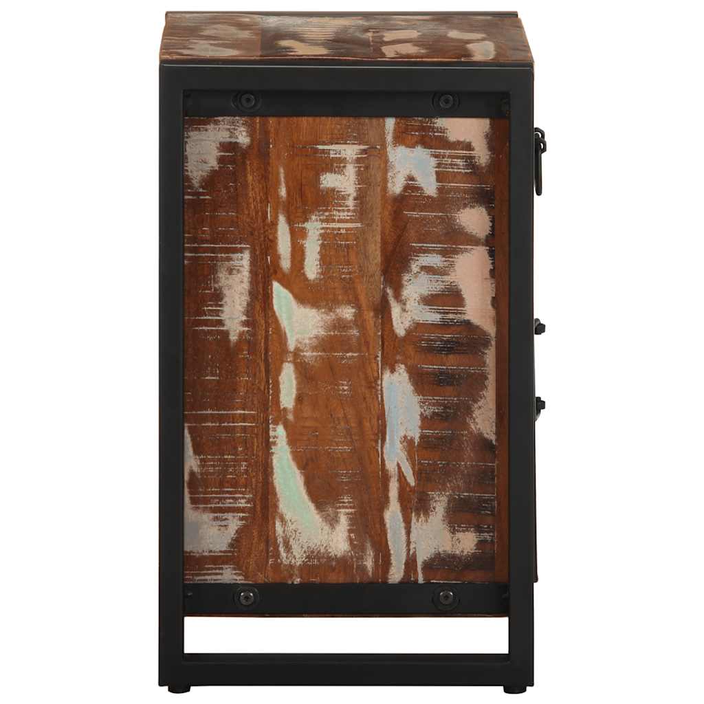 Mesilla De Noche Multicolor 40x30x50 Cm Madera Maciza Reciclada_3