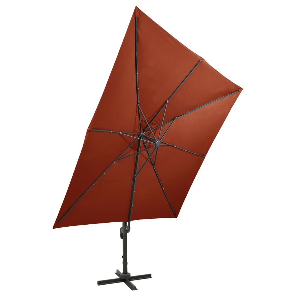 Vidaxl Sombrilla Jardín Voladiza Con Palo Y Luces Led Terracota 300 Cm_4