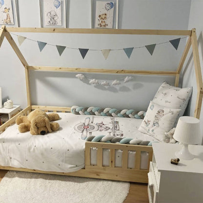 Cama Infantil Cabaña Bosco 90x190cm Con Colchón Zent Roller Transpirable_4