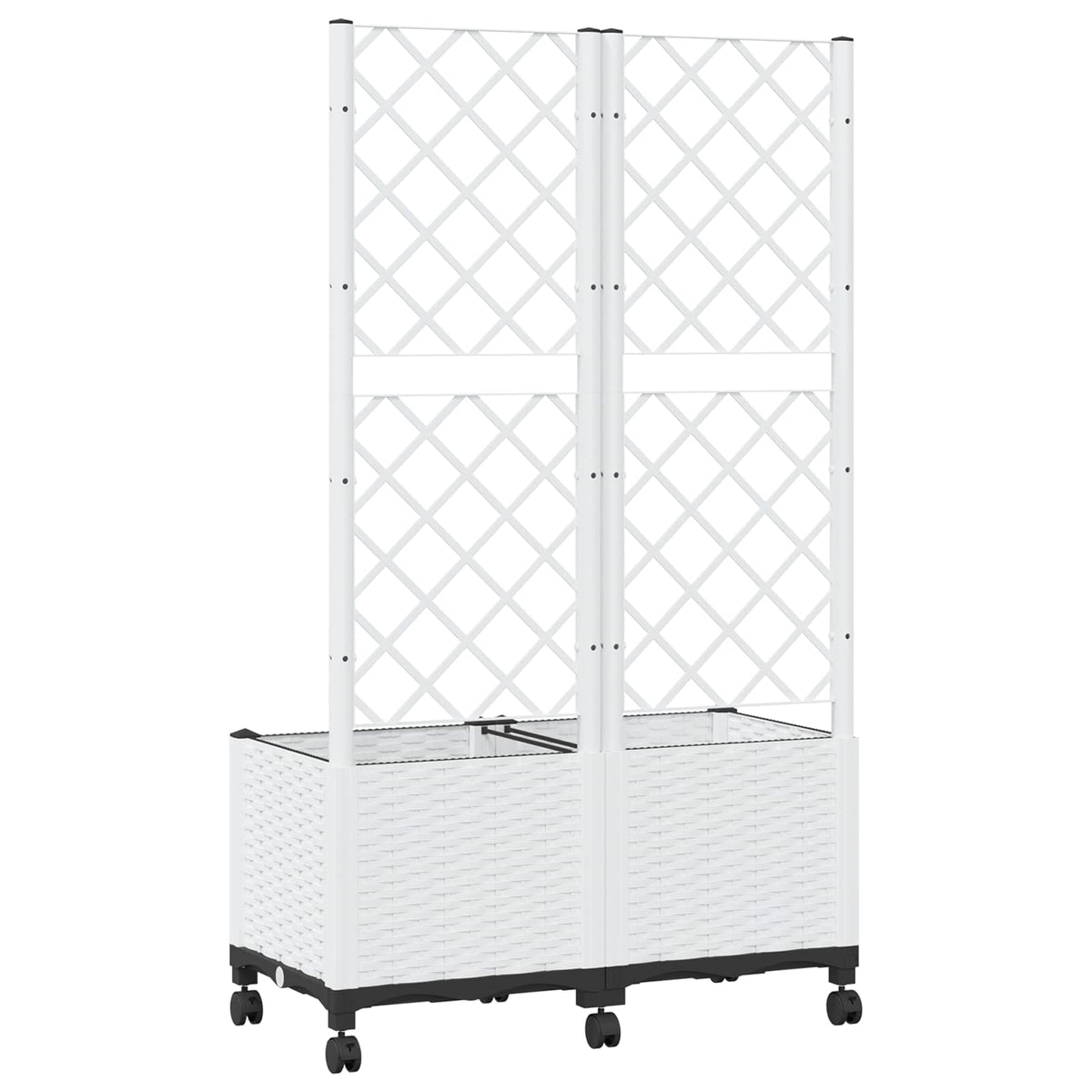 Jardinera Con Enrejado Y Ruedas Blanco 80 X 40 X 146 Cm Pp_4