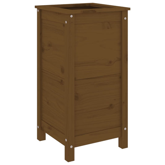 Jardinera Madera Maciza De Pino Marrón Miel 40x40x78 Cm_0