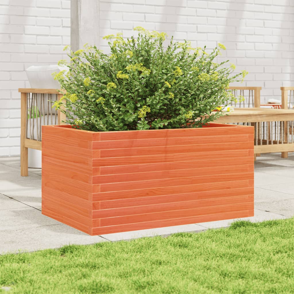 Jardinera De Madera Maciza Pino Marrón Cera 90x60x46 Cm_2