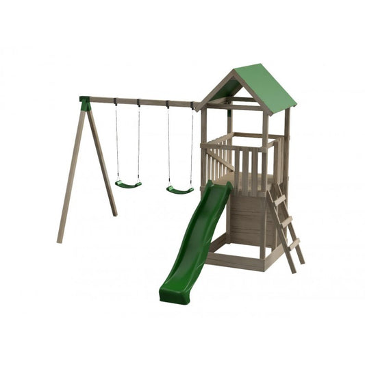 Parque Infantil Masgames Tibidabo L Techo De Lona Con Columpio Escalada: Con Arenero En La Base Y Pared De Escalada._0