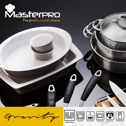 Bateria De Cocina 7 Piezas De Acero Vitrificado Apta Para Induccion Magefesa Con Fuente Oval 36cm En Gres Masterpro Gravity_2