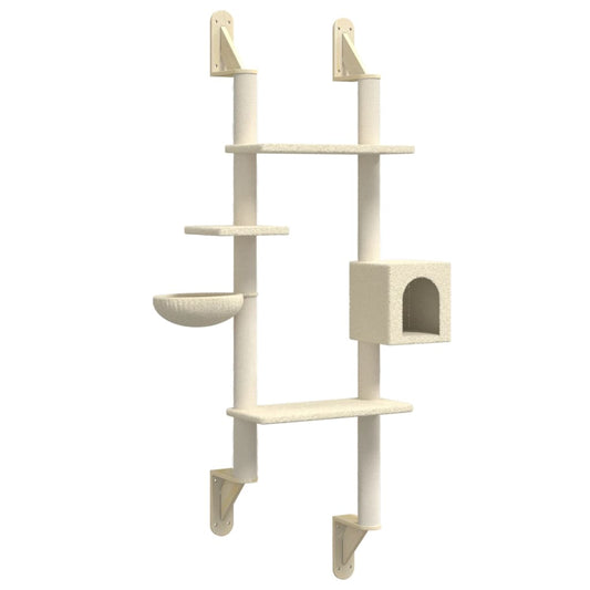Árbol Rascador Para Gatos De Pared Crema 180 Cm_0