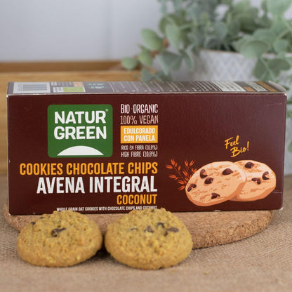 Bolacha Vegan com Aveia Integral, Pepitas de Chocolate e Coco Biológico Naturgreen 140 g