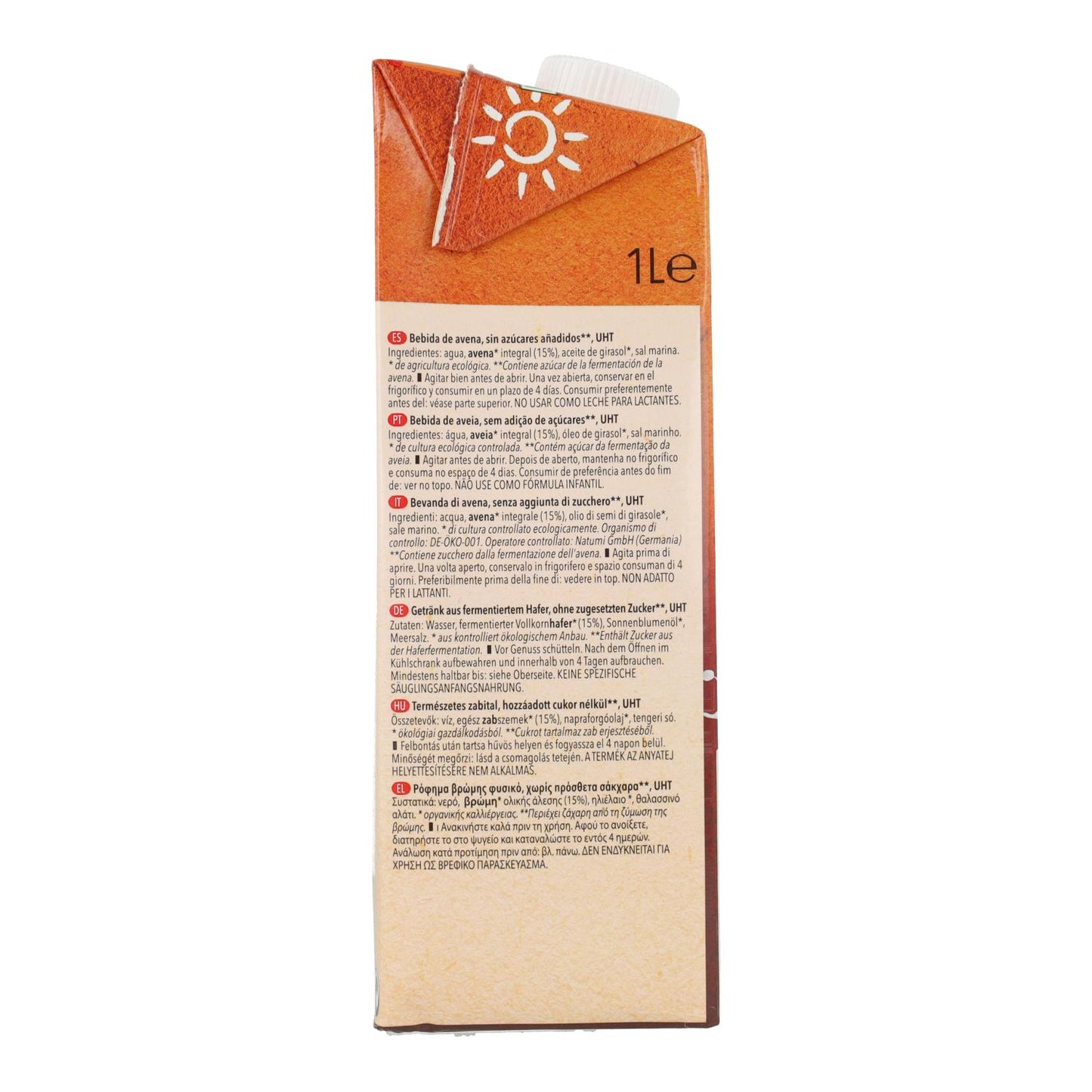 Pack 12 x Bebida Avena BIO Natumi 1 L