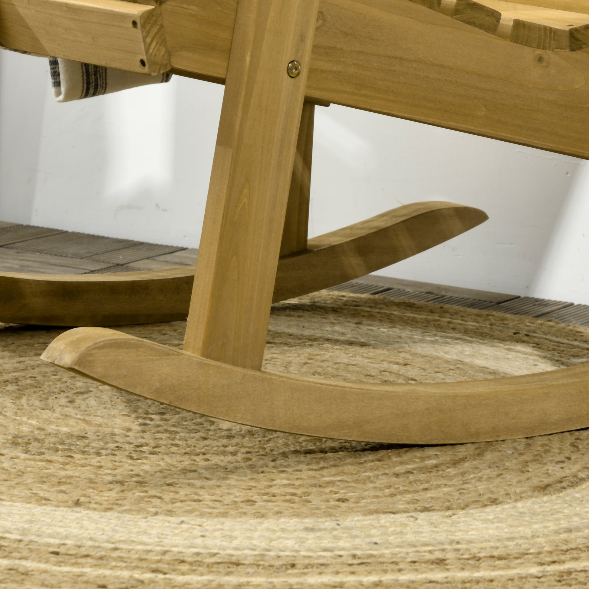 Outsunny Silla Mecedora De Madera Con Reposabrazos Y Diseño Listones Natural_3
