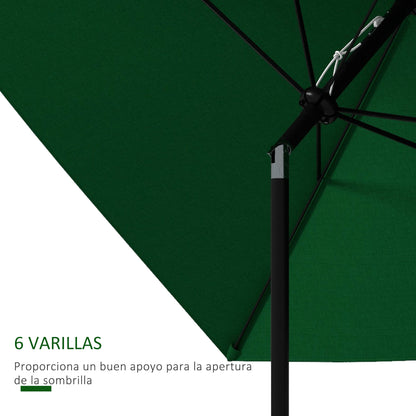 Outsunny Sombrilla De Jardín 290x200x248 Cm Ángulo Ajustable Verde_5