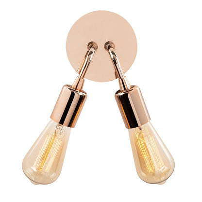Aplique De Pared, Metal , Cobre, 14x14x20, Casquillo 2 X E 27 Max 40 W