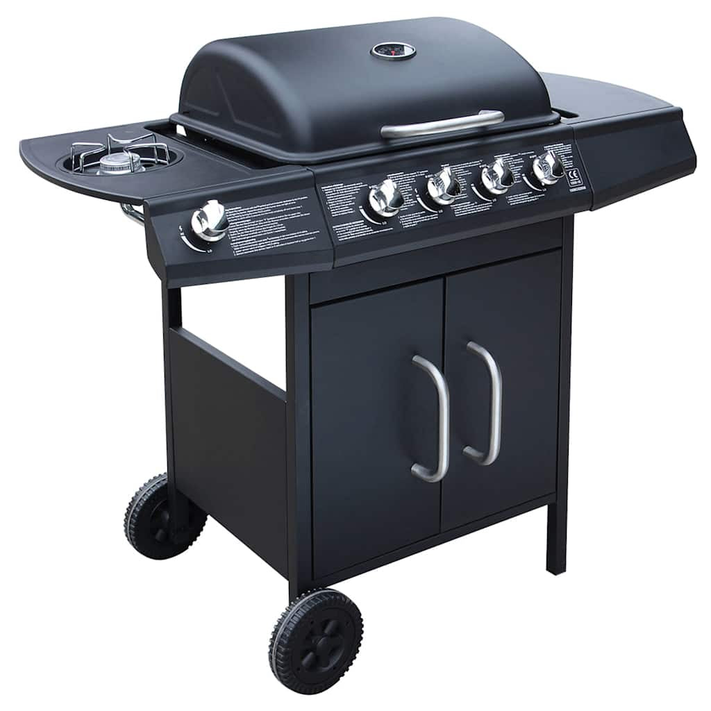 Vidaxl Barbacoa Grill De Gas 4+1 Quemadores Negra_1