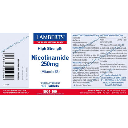 Comprimidos de nicotinamida 100 250 mg