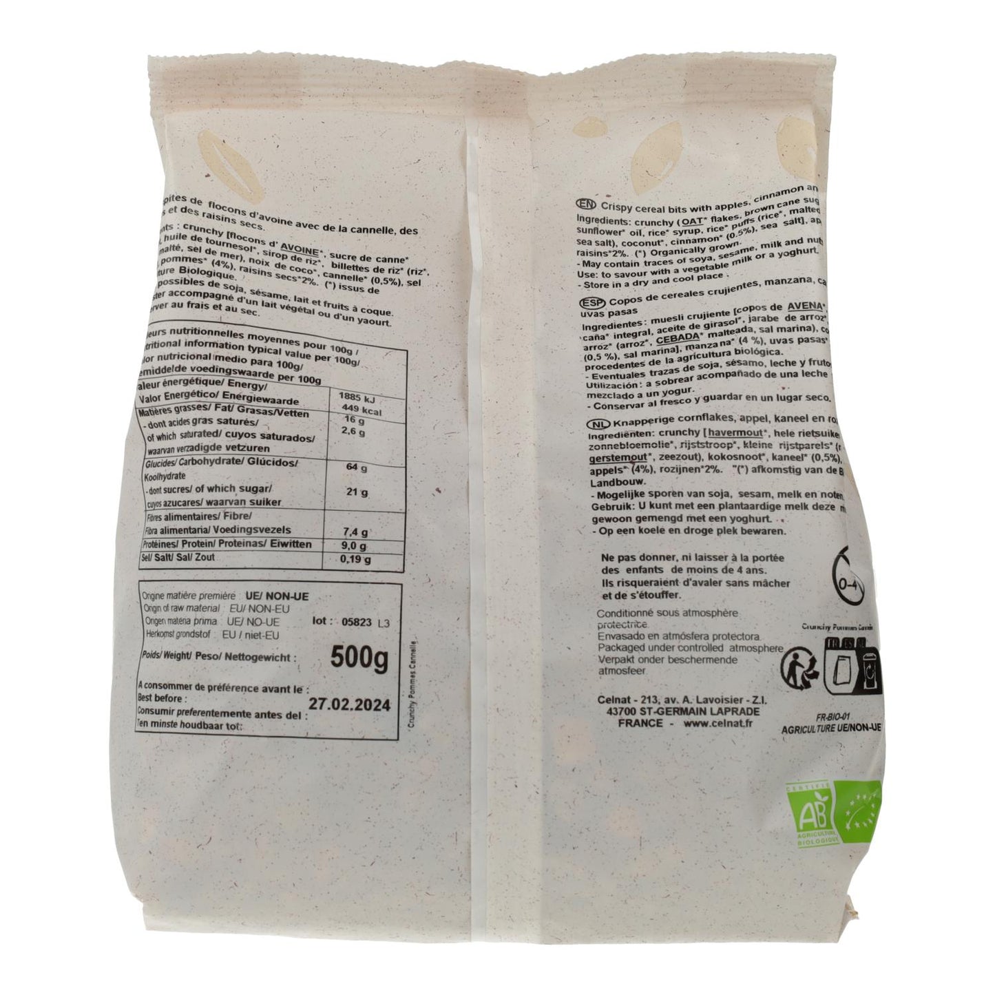 Maçã Crocante e Canela Celnat 500g