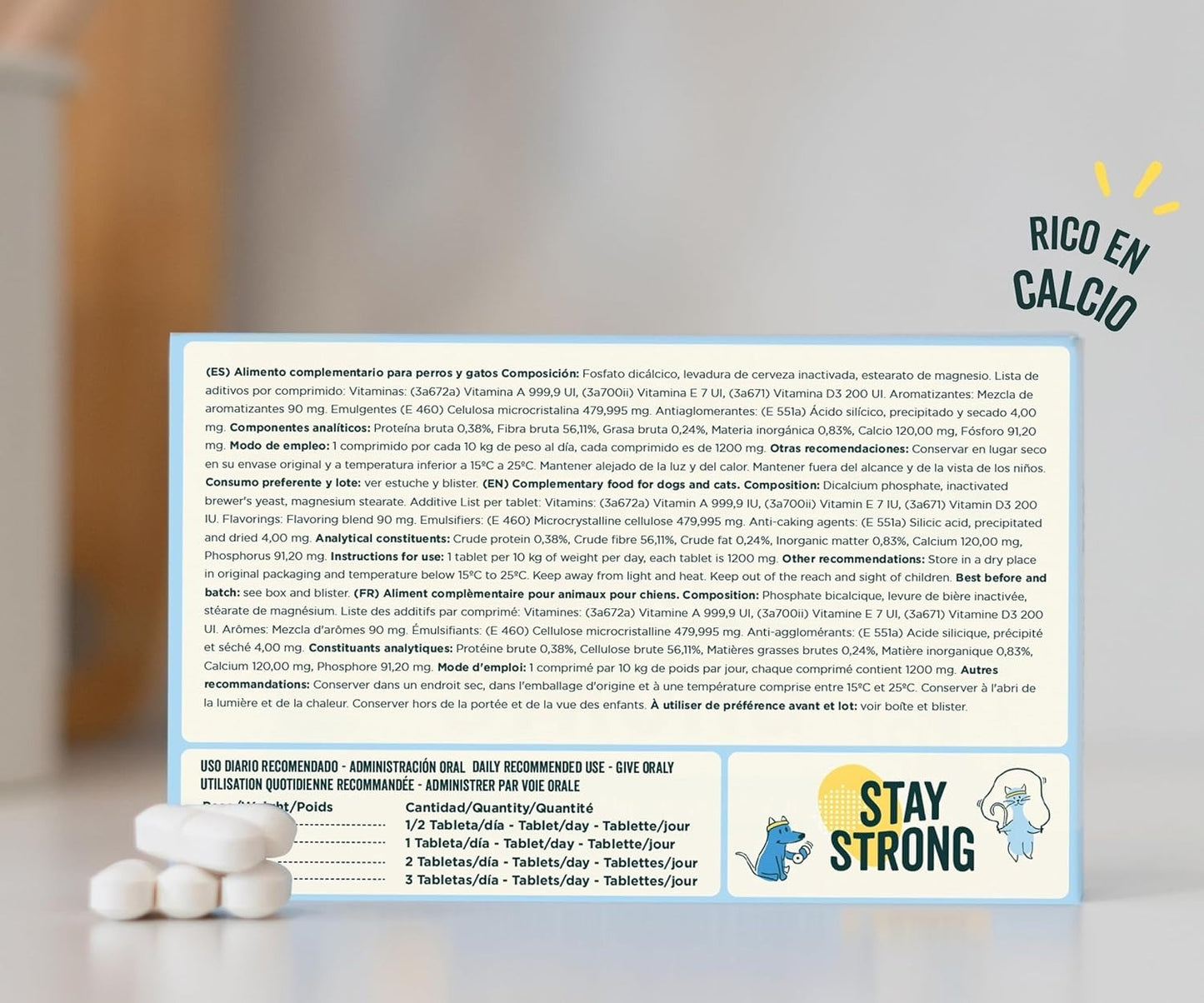 Wolf Belly Stay Strong Cálcio para cães e gatos Suplemento alimentar BARF 30 comprimidos