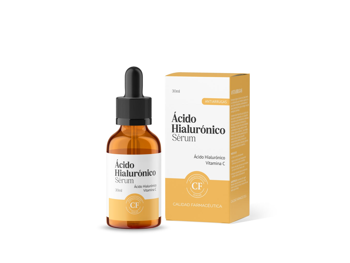 Sérum antirrugas de grau farmacêutico com vitamina C e ácido hialurónico 30ml