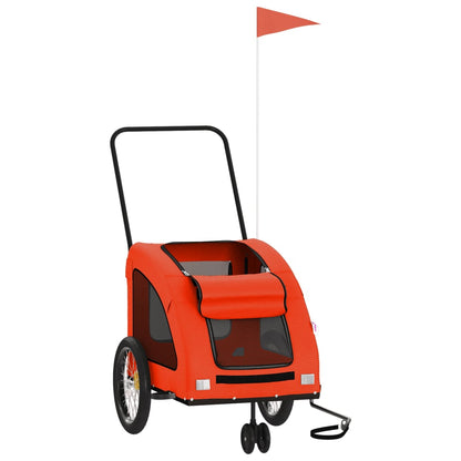 Remolque De Bicicleta Mascotas Hierro Tela Oxford Naranja Gris_2