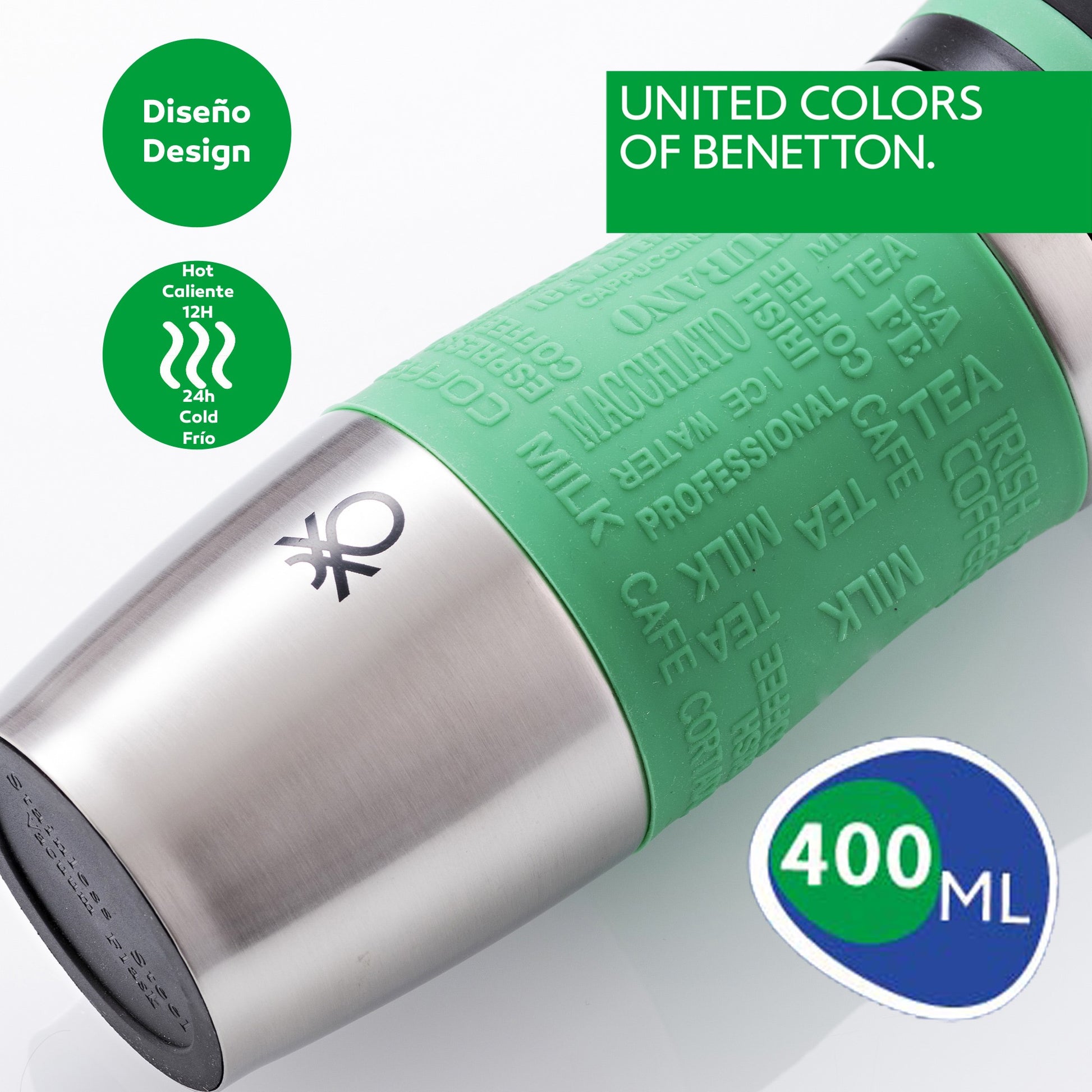 Termo De Viaje 400ml Acero Inoxidable Verde Casa Benetton_1