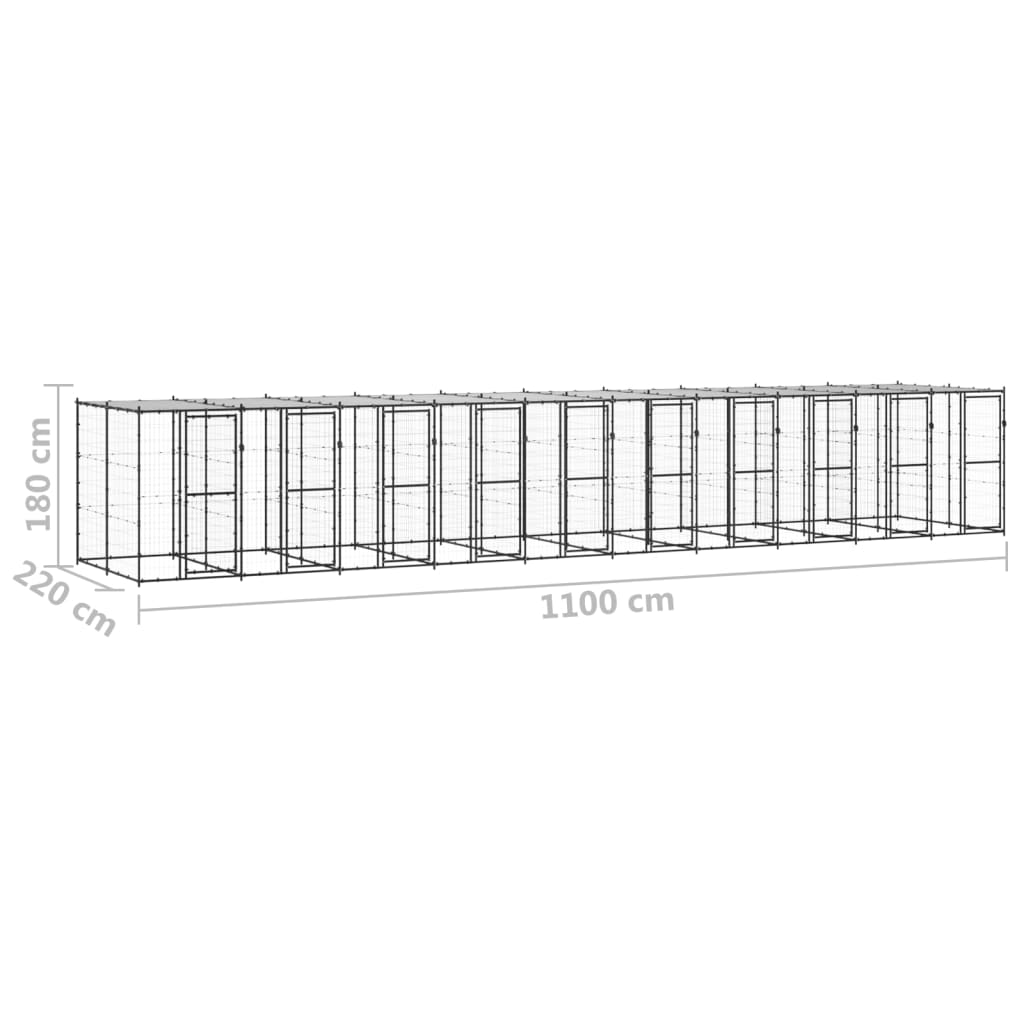Perrera De Exterior De Acero Con Techo 24,2 M²_5