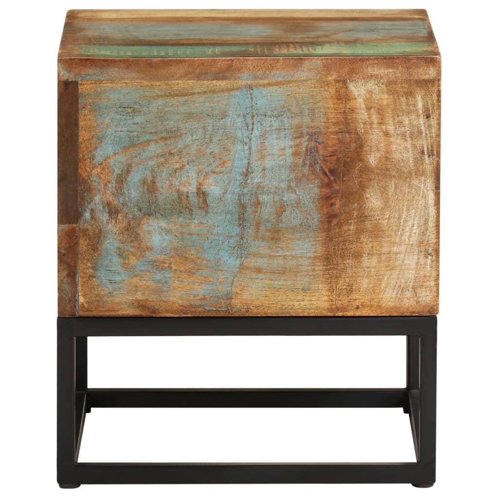 Mesa Auxiliar De Madera Maciza Reciclada 30x30x33 Cm_0