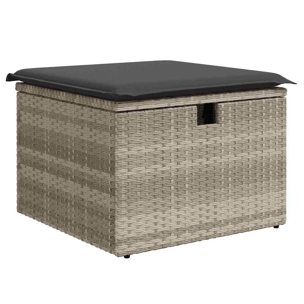 Set De Sofás De Jardín 4 Pzas Y Cojines Ratán Sintético Gris / Vetonek_2