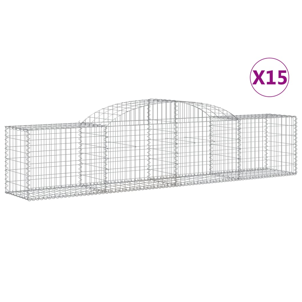 Cestas De Gaviones 12 Uds Forma De Arco Hierro 300x50x60/80 Cm_0